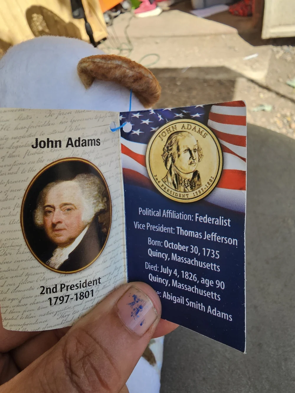 Presidential Coin Bear - John Adams Collectible Plush (Multicolor)